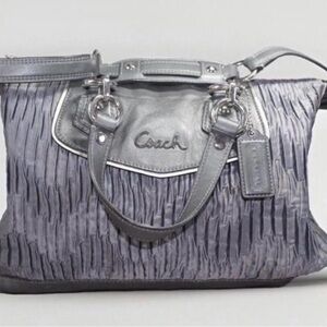 Coach Metallic Gray Pleated Shoulder Bag